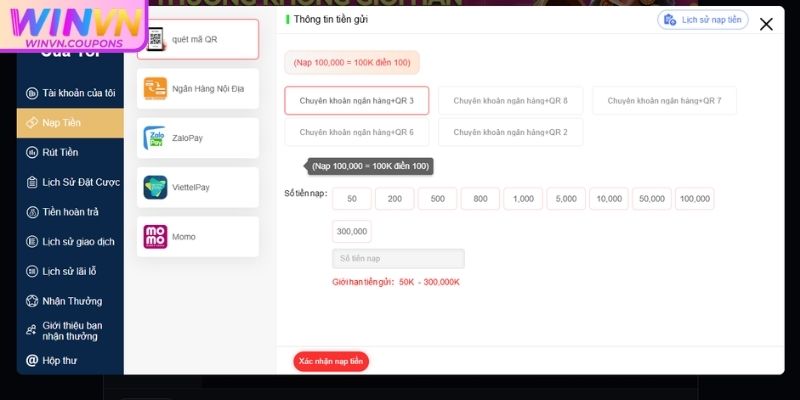 Nạp tiền bắt đầu trải nghiệm